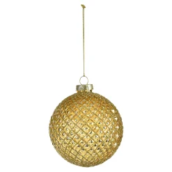 Glas-Weihnachtskugel Rauten Relief^Depot Shop