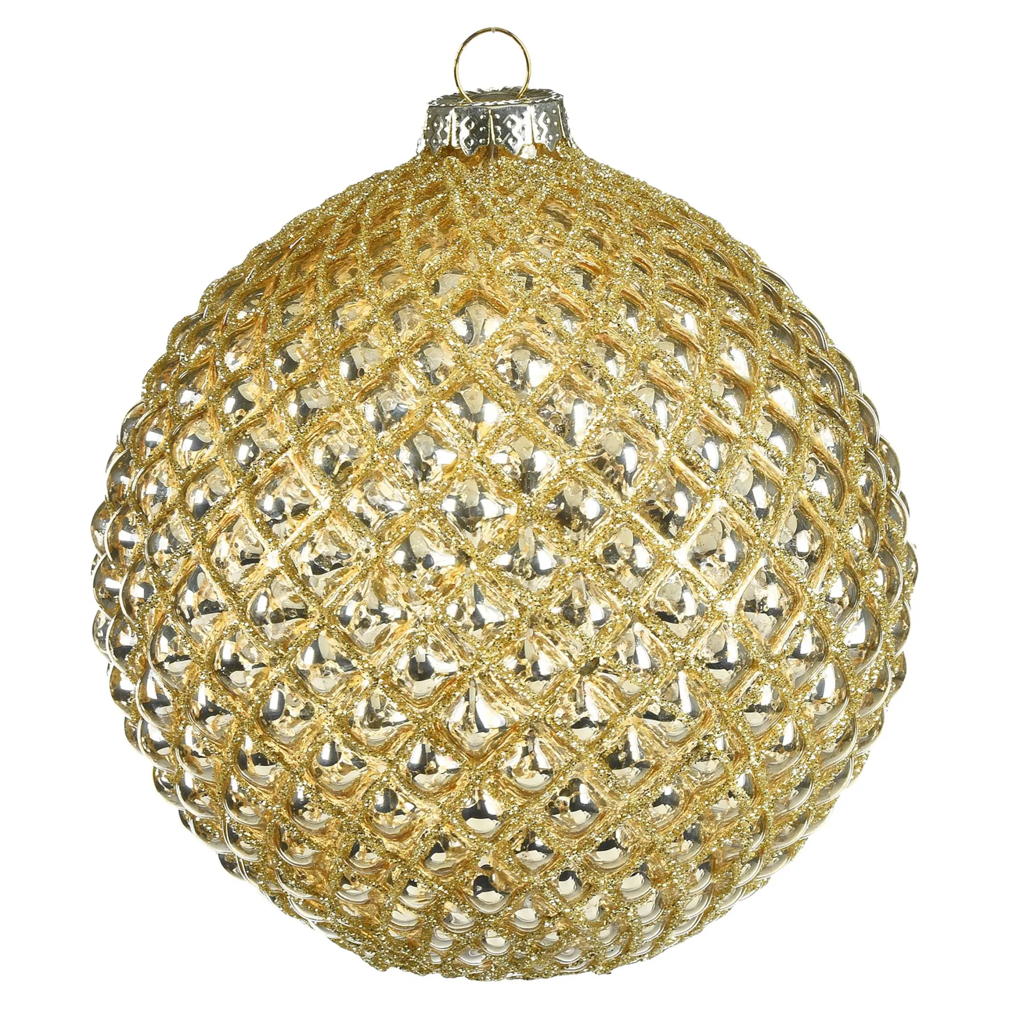 Glas-Weihnachtskugel Rauten Relief^Depot Shop