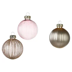 Glas-Weihnachtskugel-Set Rille^Depot Sale