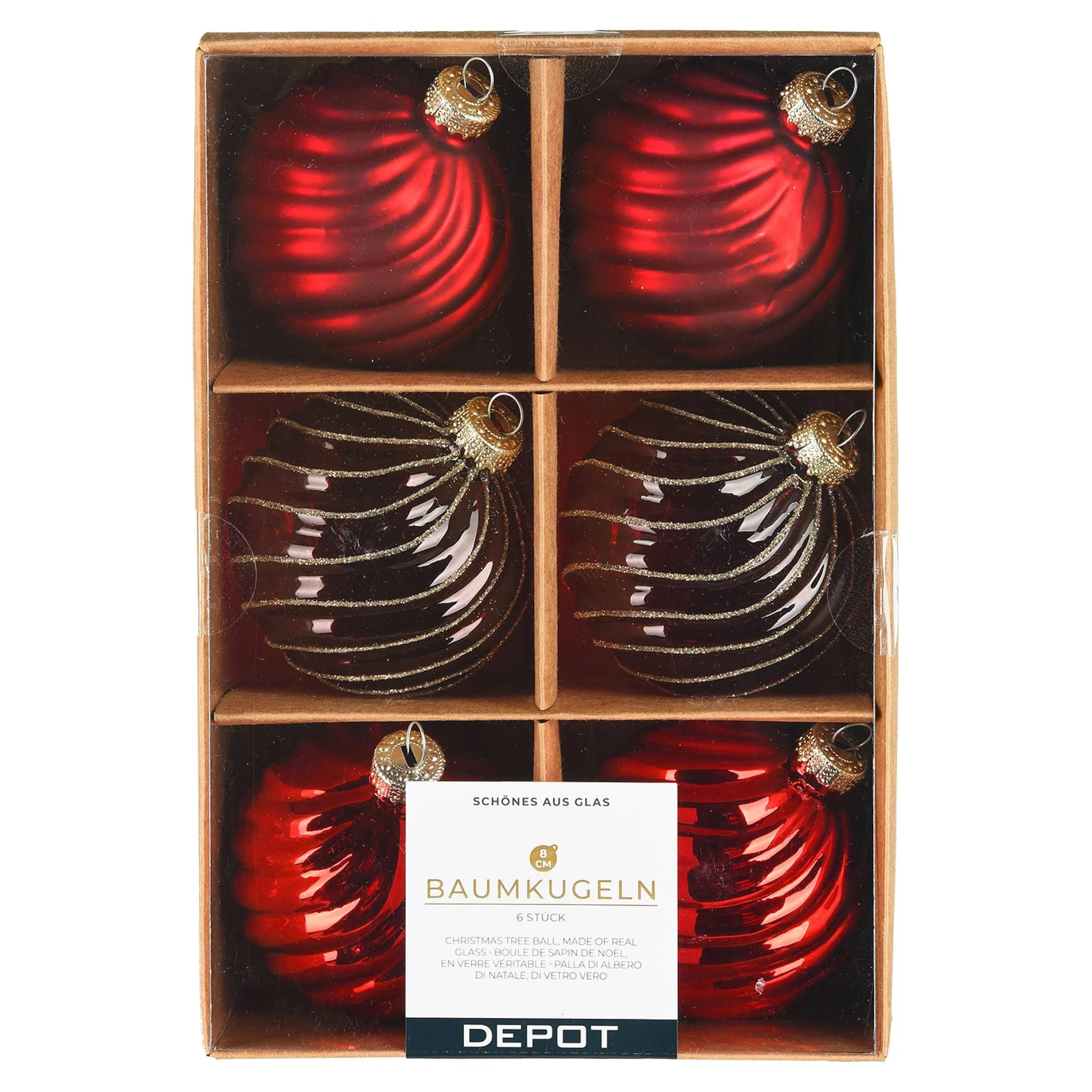 Glas-Weihnachtskugel-Set Spiral^Depot Shop