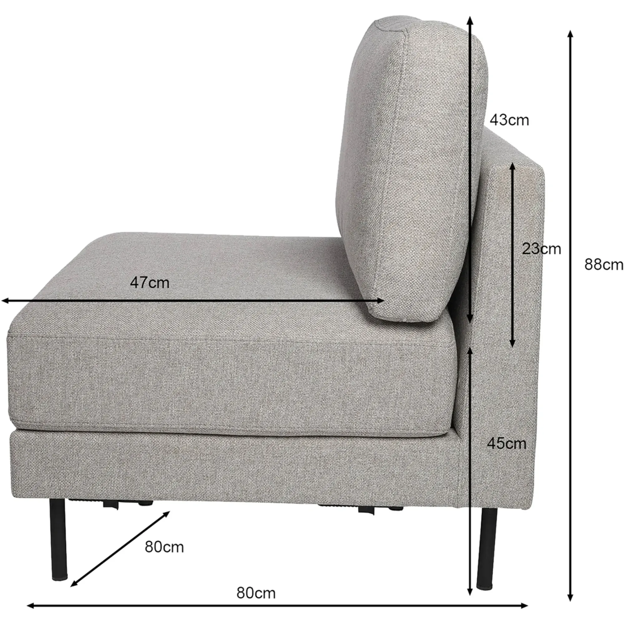 Online Depot Sofa-Mittelelement Lio, Modular