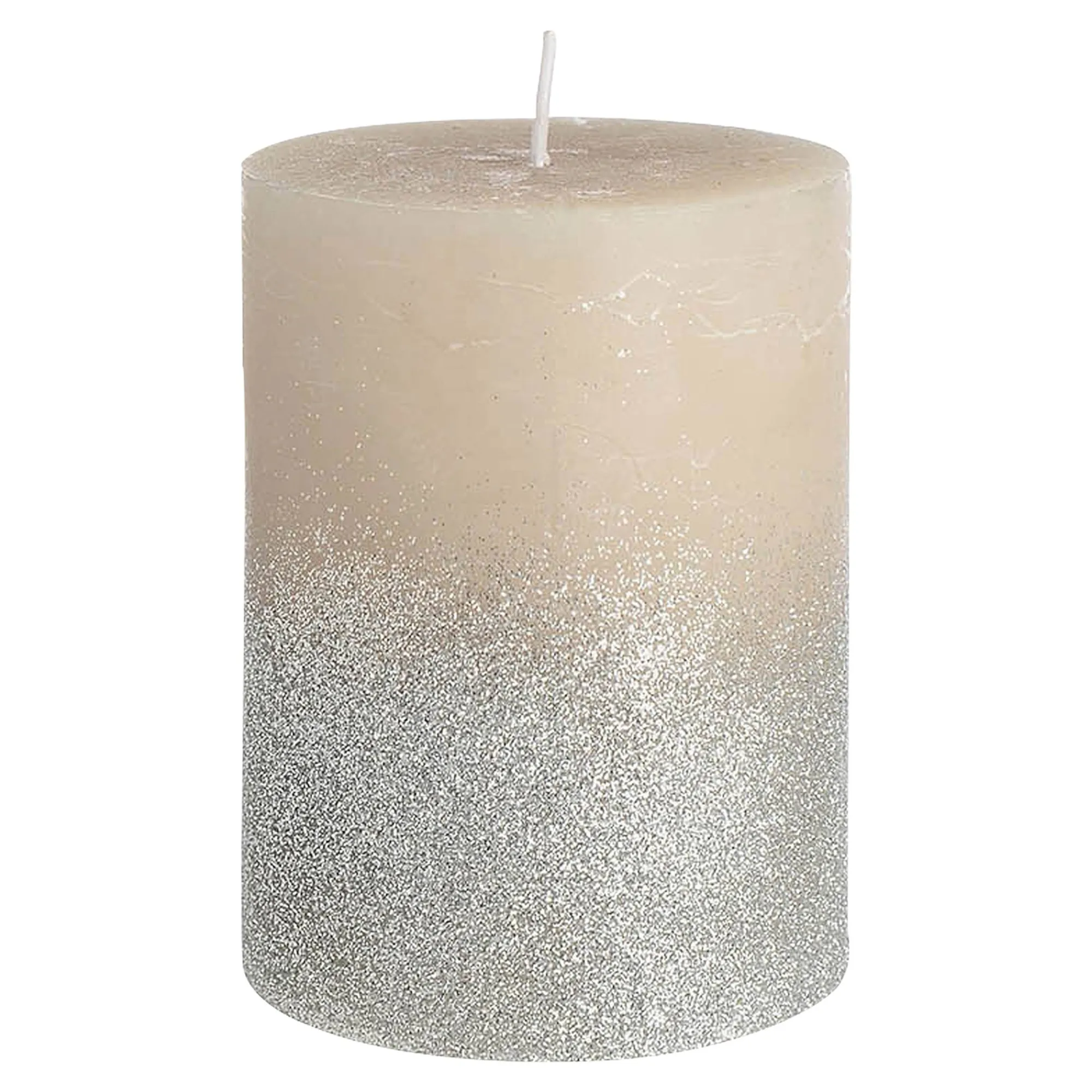 Stumpenkerze Rustic Silver Glitter^Depot Shop